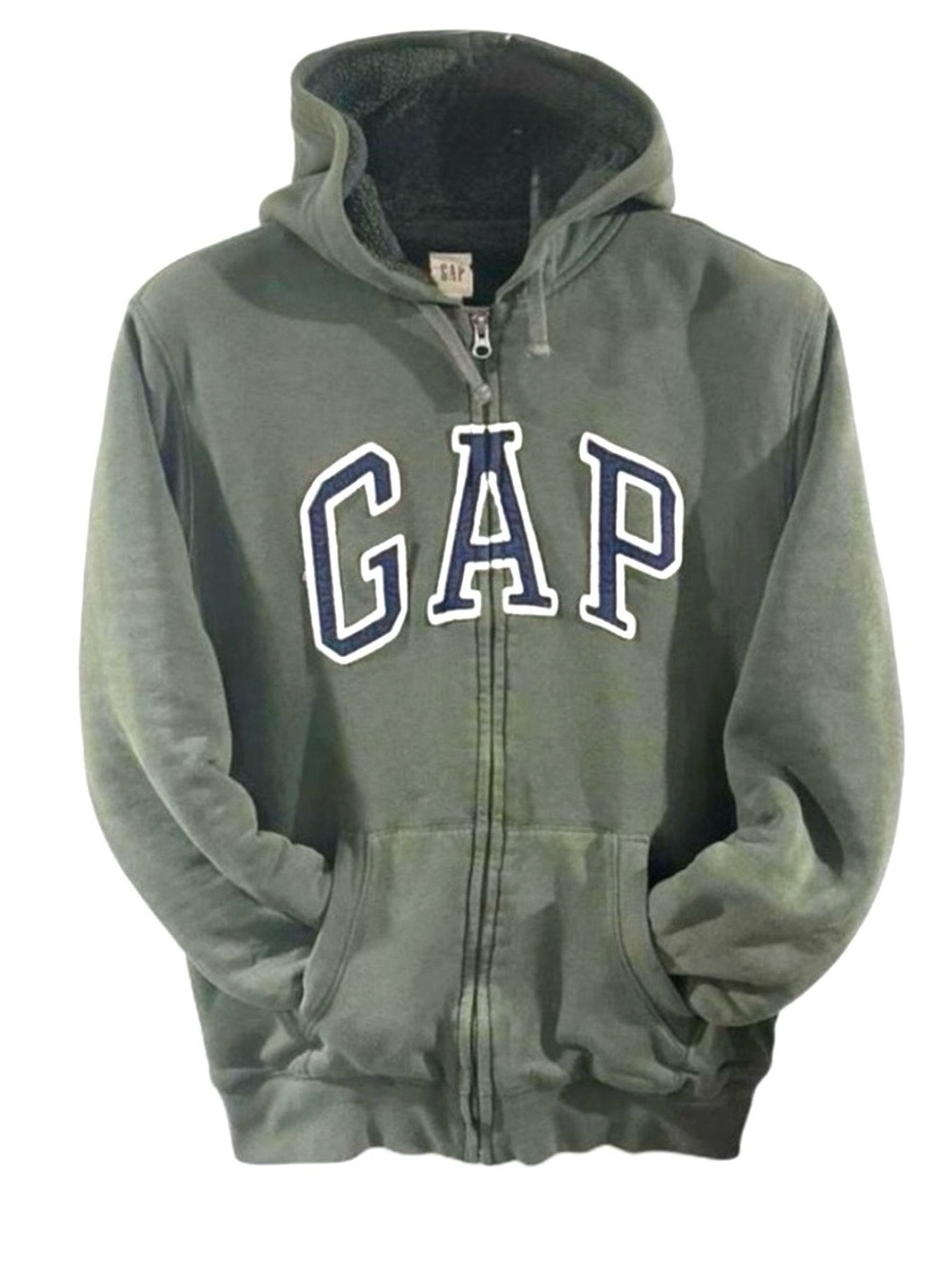 Vintage Y2K GAP Sherpa Lined Full-Zip Hoodie Sweatshirt Size Men’s Large